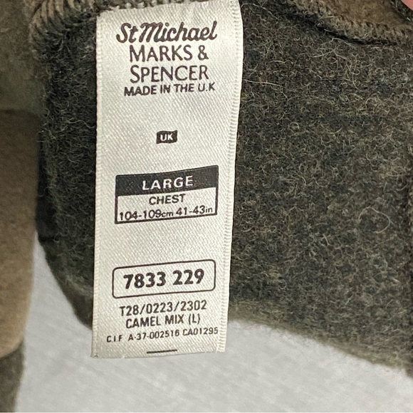 Marks & Spencer St. Michael Wool Blend Sweater Jacket Mens Large Zipper Fleece - Picture 8 of 11